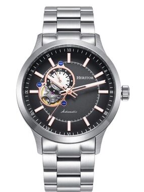 HERITOR AUTOMATIC mens 
Oscar Black & Grey / Silver Black Dial Watch